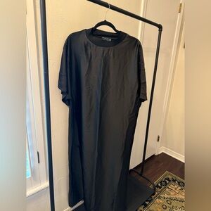 Black Satin T-Shirt Dress